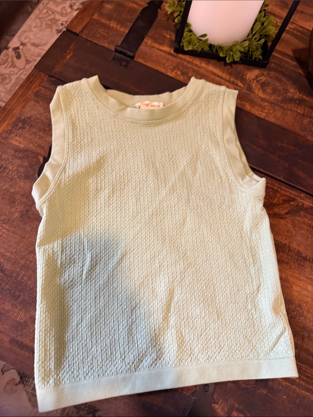 Moa Moa Light Mint Green Textured Knit Tank Top